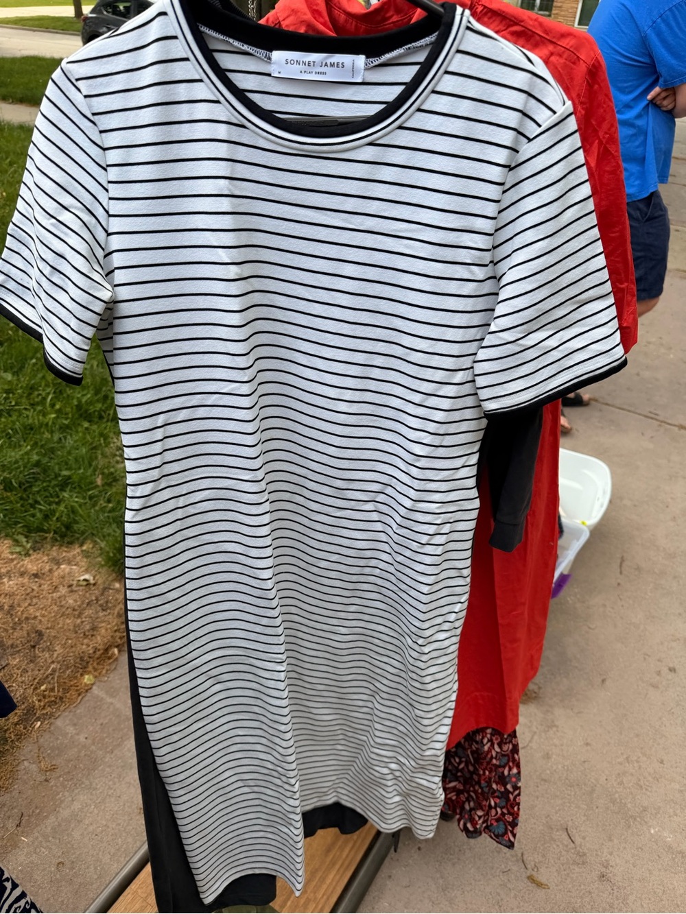 Sonnet James White & Black Striped Women's Dress